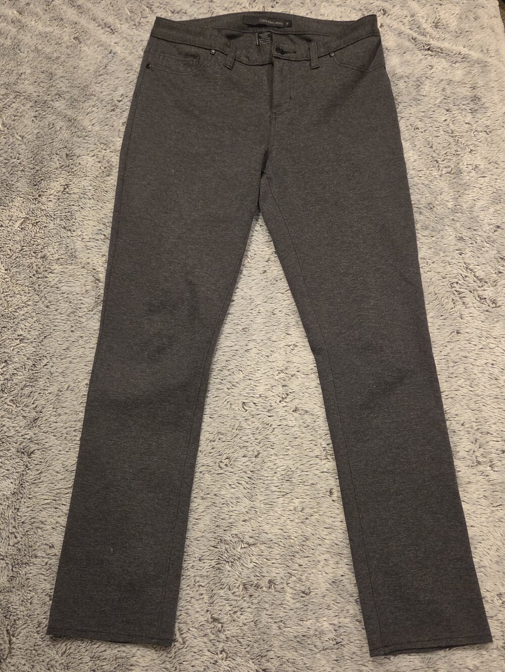 Womens Dark Gray Slim Stretch Pants Calvin Klein Sz 10
